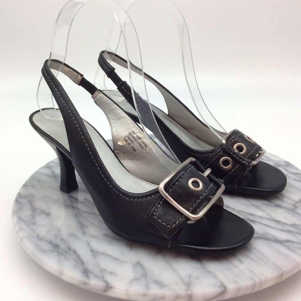 Etienne Aigner Slingback Heels w/ Buckle Detail
